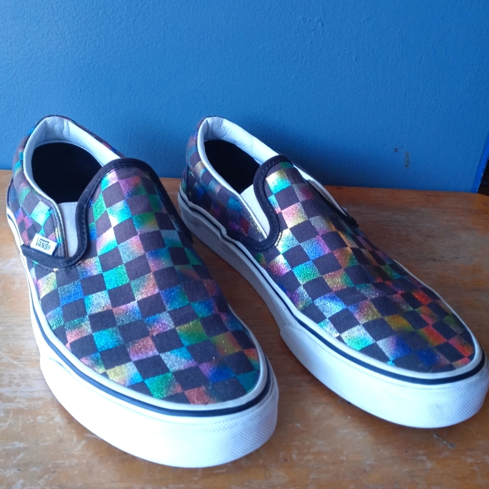VANS Checkered metallic Off the wall sneakers men 6.5 women 8